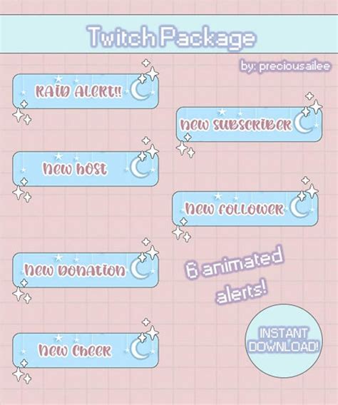 Pastel Moon Twitch Overlay Package Etsy In 2021 Overlays Twitch