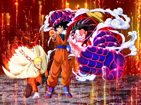 Free Download Hd Wallpaper Goku Luffy And Naruto Poster Crossover