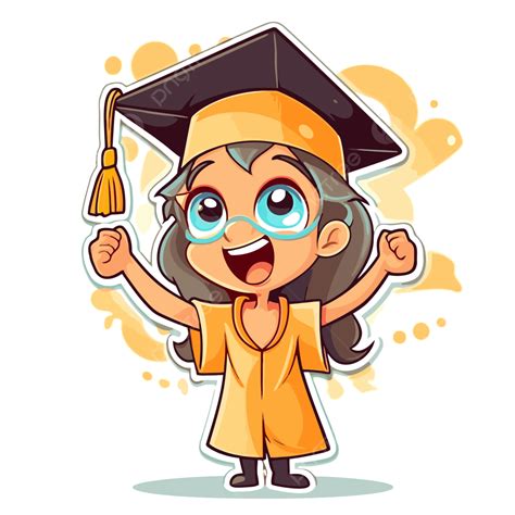 Graduation Cartoon Girl Is Happy With Her Diploma Clipart Vector