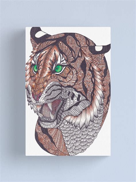 Zentangle Art Snarling Sumatran Tiger Canvas Print For Sale By