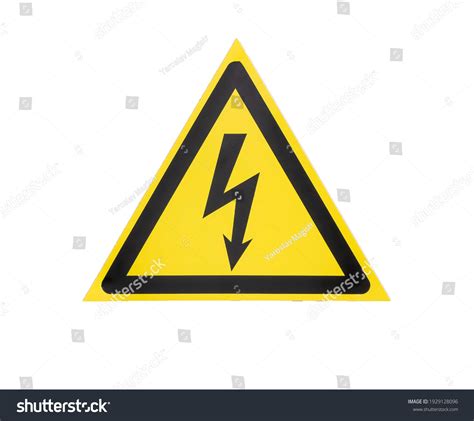 Yellow Triangle Danger Sign Lightning Bolt Stock Photo 1929128096