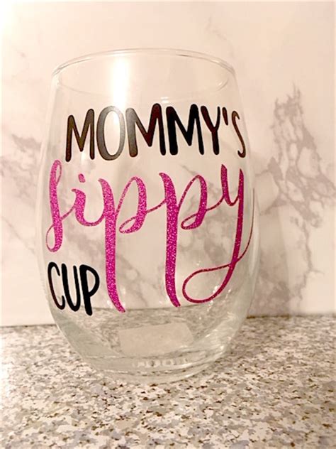 Mommys Sippy Cup Wine Glass Mommy Wine Glass Mom Wine Etsy