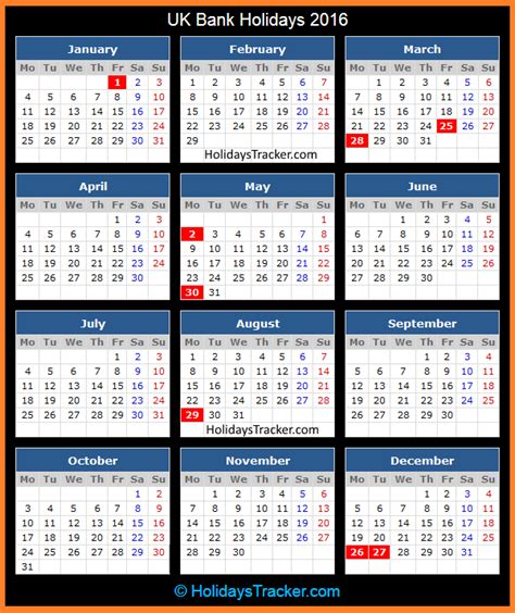 Uk Bank Holidays 2016 Holidays Tracker