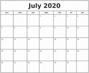 July 2020 Print Free Calendar