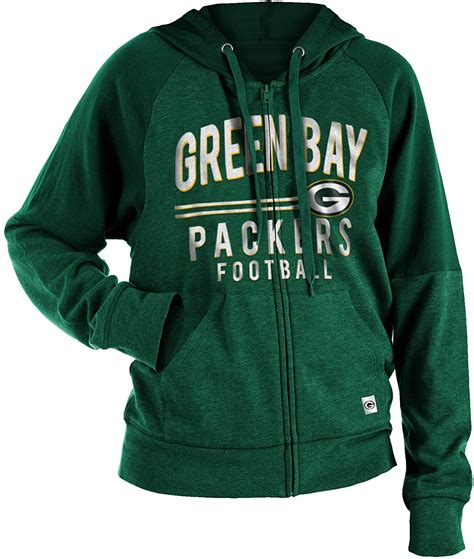 Green Bay Packers Women S Full Zip Hoodie With Shoulder Inserts Packerland Plus