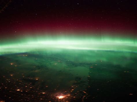 International Space Station Aurora Borealis Above Canada