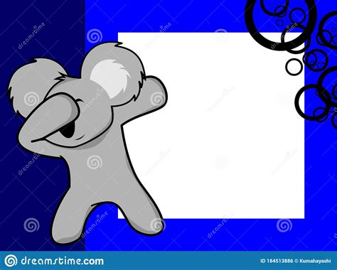 Dab Dabbing Pose Koala Kid Cartoon Picture Frame Background Stock
