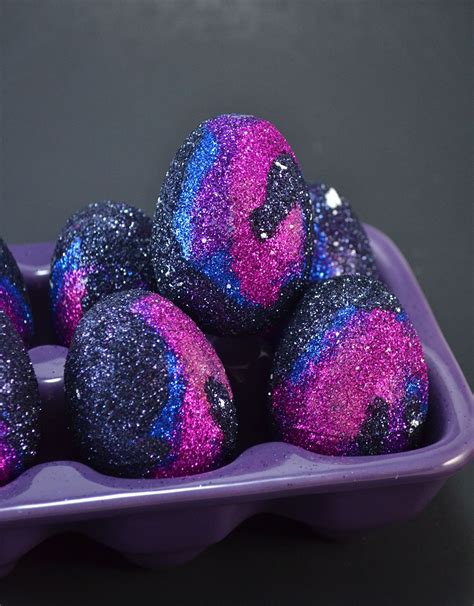 How To Glue Glitter To Plastic Glitter Galaxy Easter Eggs Diy With