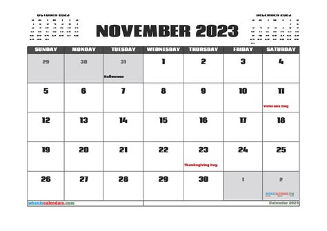 Download November Blank Calendar Template 2023 10n23254