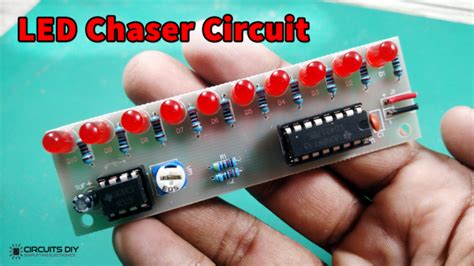 Led Chaser Circuit Using 555 And Cd4017 Electronics Projects