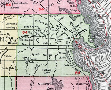 Alpena County Michigan 1911 Map Rand Mcnally Ossineke Lachine