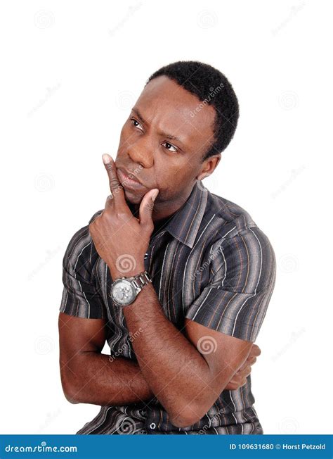 Portrait Of African Man With Hand On Chin Stock Photo Image Of Ethnic