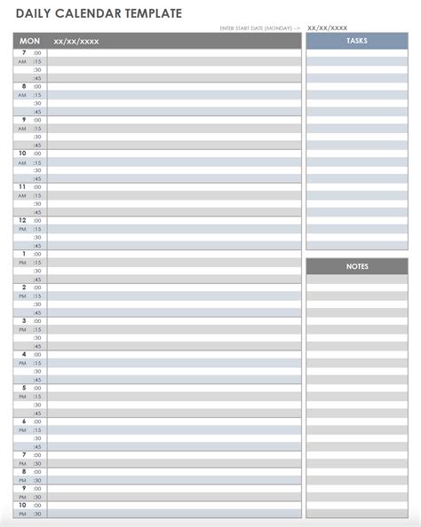 Free Printable Daily Calendar Templates Smartsheet