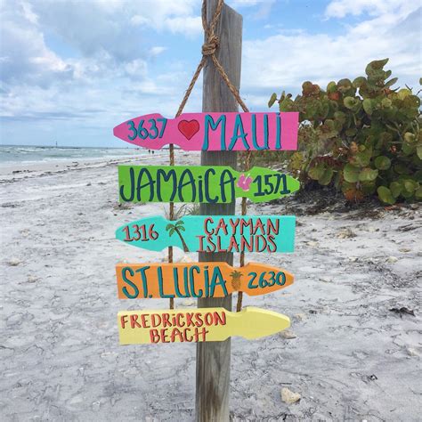 Personalized Beach Directional Sign Mileage Sign Beach Etsy
