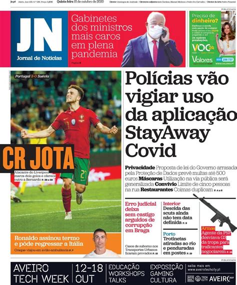 Capa Jornal De Notícias 15 Outubro 2020 Capasjornaispt