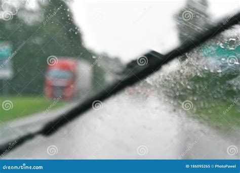 Windshield Wipers From Inside Of Car Season Rain Stock Image Image