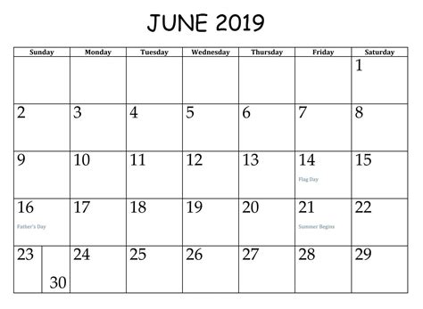 June 2019 Blank Template June 2019 Calendar Blank Calendar Template