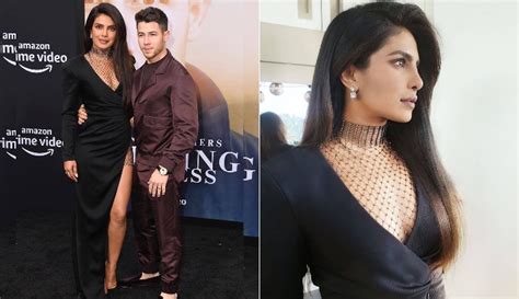 priyanka chopra looks like a style goddess with the perfect mix of embellishments to her satin