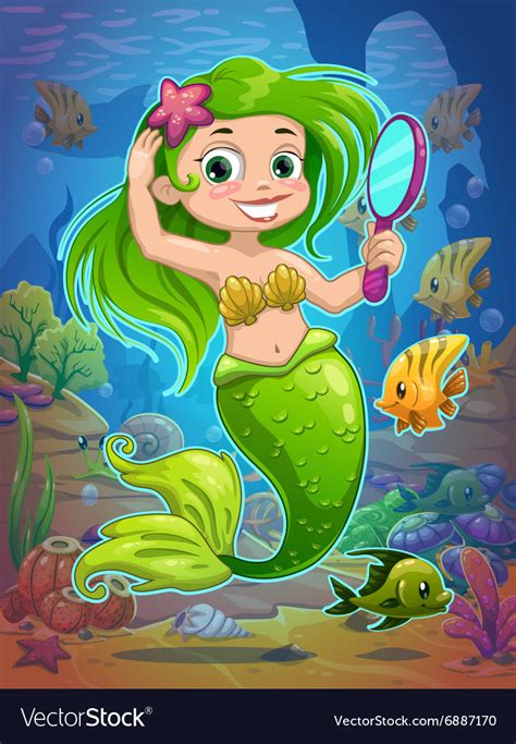 Cute Cartoon Mermaid Royalty Free Vector Image