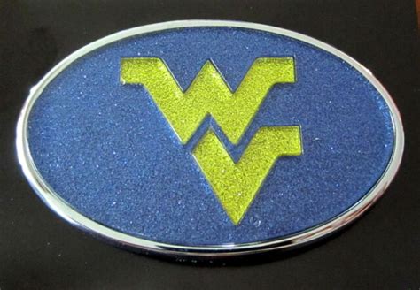 West Virginia University Wvu Glitter Metal Auto Emblem Mountaineers Car