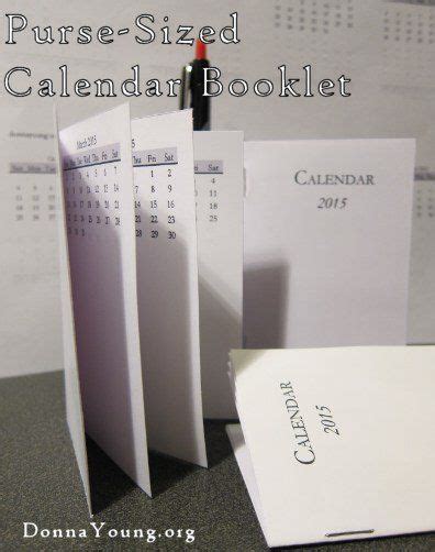 Purse Sized Calendar Booklet Printable Calendar Small Small Calendar