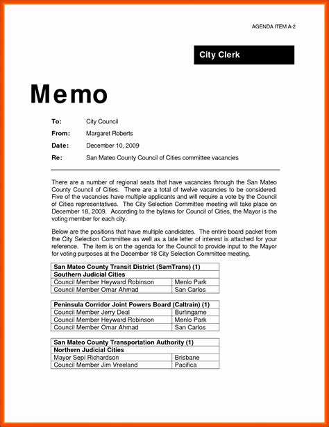 Professional Business Memo Format