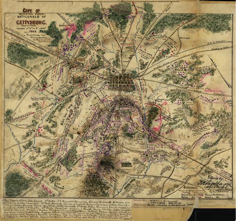 Copy Of Official Plan Of Gettysburg Pennsylvania Fought 1st 2nd 3rd