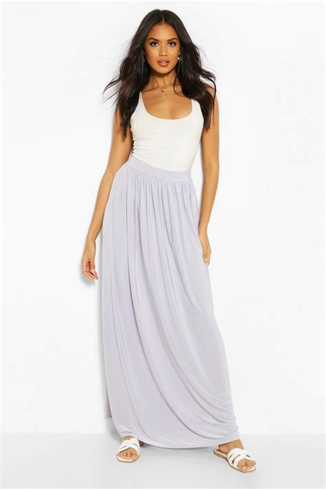 Womens Basic Slinky Floor Sweeping Maxi Skirt Boohoo Uk