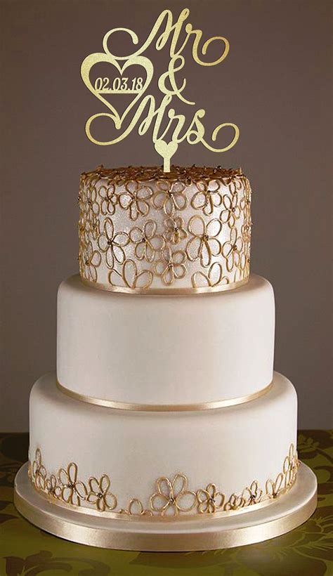 Wedding Cake Topper With Personalized Surname Wood Cake Topper Wedding