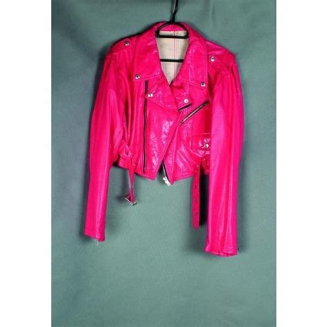Hot Pink Leather Jacket Found On Polyvore Pink Leather Jacket Fashion Outfits Leather Jacket