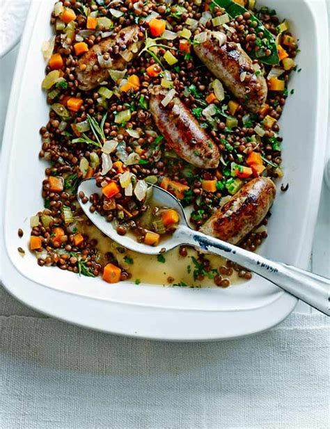 Here are all the best lentil recipes to try! Baked sausages with lentils | Recipe | Lentil recipes ...