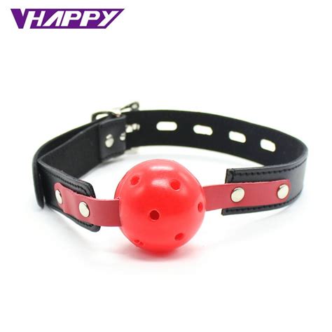 Sm Hot Sexy Mouth Gag Pu Leather Harness Mouth Hollow Rubber Red Gag Ball Plug Sex Product Toys