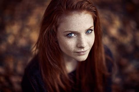 Hd Wallpaper Women Model Redhead Blue Eyes Freckles Portrait
