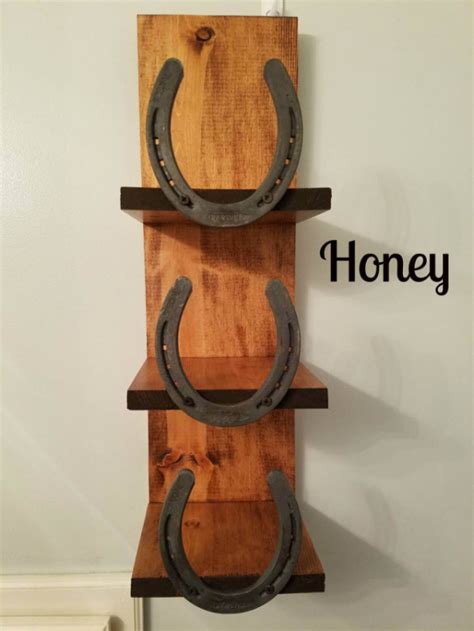 Rustic Horseshoe Towel Rack Two Shelf Aftcra