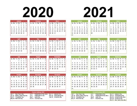 2 year calendar printable 2020 2021 word pdf image free printable 2020 calendar templates