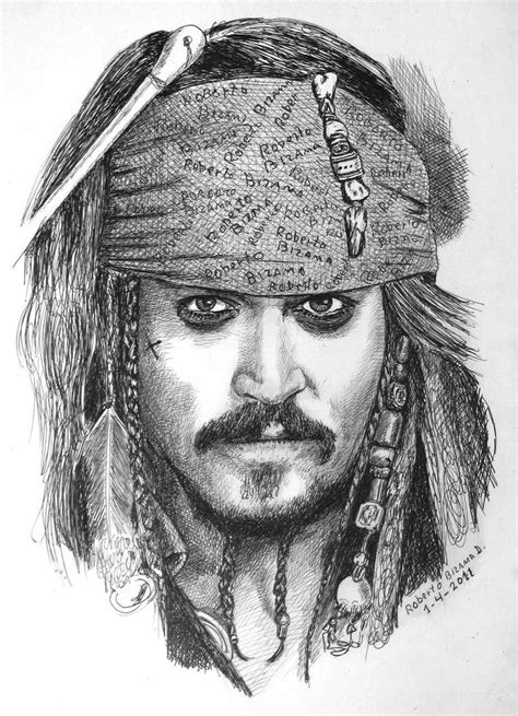 Johnny Deep By Robertobizama Sparrow Art Jack Sparrow Drawing