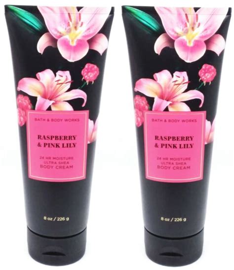 2 Bath And Body Works Raspberry And Pink Lily 24 Hr Moisture Ultra Shea Body Cream Ebay