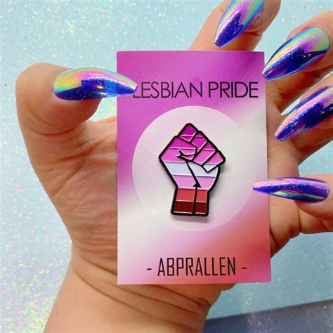 lesbian pride enamel pin pink version etsy uk