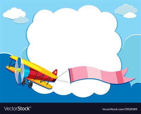 Border Template With Airplane Flying With Pink Vector Image