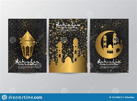 Set Of Ramadan Kareem Invitation Stock Vector Illustration Of