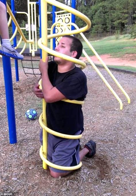 hilarious photos show adults who had to be cut out of playground equipment readsector