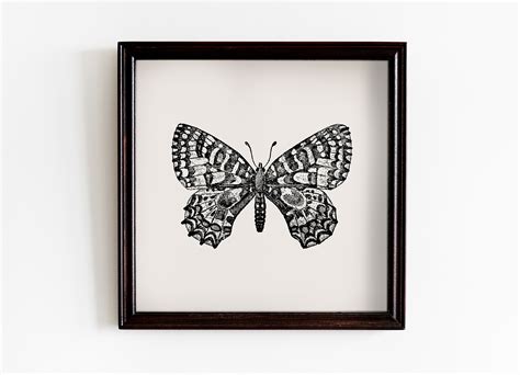 Black Sketch Butterflies Printable Wall Art Set Set Of 9 Etsy