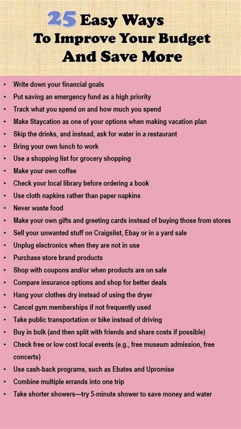twenty five easy ways to improve your budget and save more money money saving tips personal