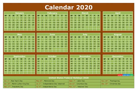 Free Printable 2020 Calendar With Holidays Free Printables Zohal