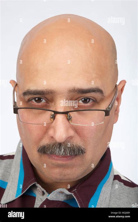 Portrait Of An Indian Bald Man Stock Photo Alamy
