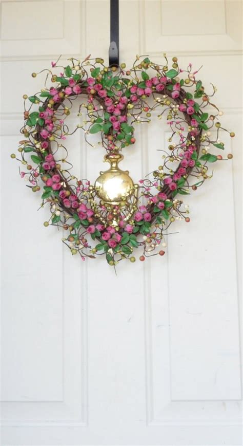 Pink Heart Shaped Wreath Pink Rosebuds Valentines Day