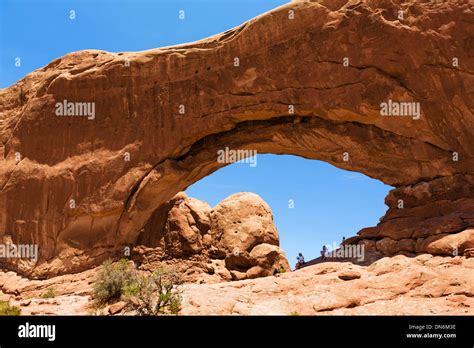 Tourists At North Window Arch The Windows Section Arches National