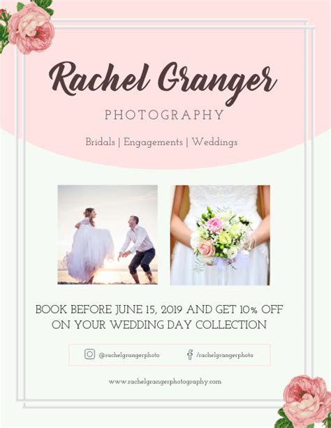 Portrait Wedding Photography Flyer Template Postermywall