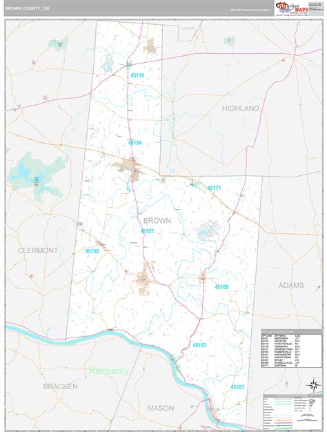 Brown County Oh Wall Map Premium Style By Marketmaps