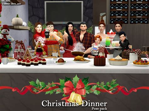 Sims 4 — Christmas Dinner Pose Pack By Betoae0 — Selectartist